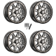Sedona Clutch Gunmetal with Black Ring 14x7 Beadlock Wheels/Rims (Full Set)