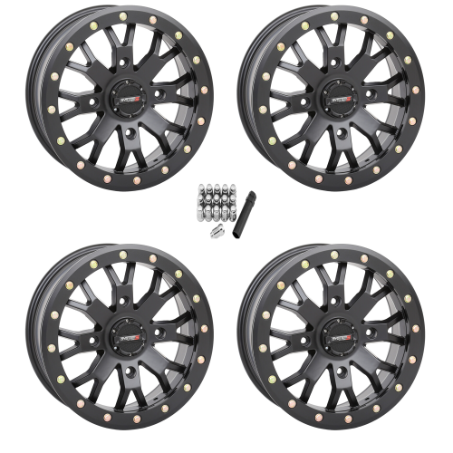 System 3 Offroad SB-4 Matte Black 14x7 Beadlock Wheels/Rims (Full Set)