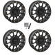 System 3 Offroad SB-5 Matte Black 14x7 Beadlock Wheels/Rims (Full Set)