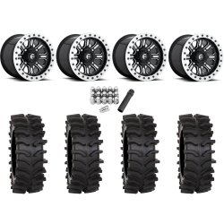 System 3 XT400W 30x12-15 Tires on Fuel Hardline Gloss Black Milled (15x10) Beadlock Wheels