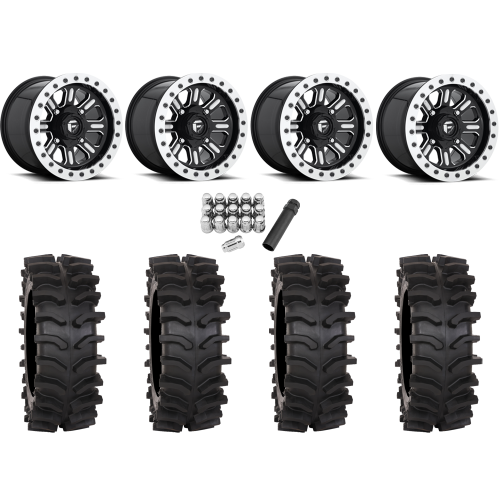 System 3 XT400W 30x12-15 Tires on Fuel Hardline Gloss Black Milled (15x10) Beadlock Wheels