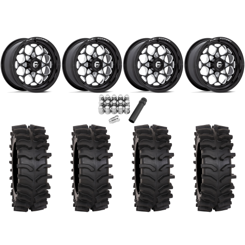 System 3 XT400W 30x12-15 Tires on Fuel Scepter Gloss Black Milled (15x10) Forged Wheels
