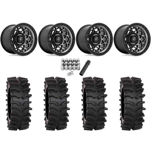 System 3 XT400W 30x12-15 Tires on Fuel Unit Matte Gunmetal (15x10) Wheels