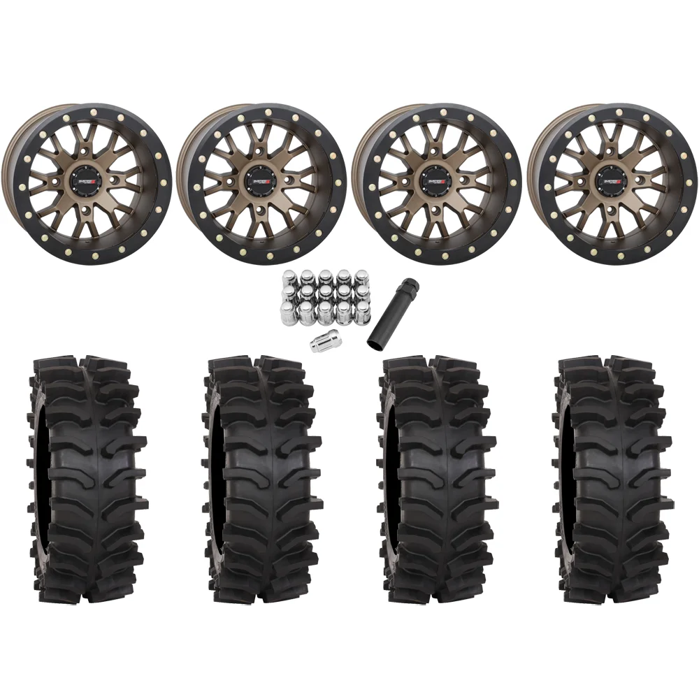 System 3 XT400W 35x12-15 Tires on SB-4 Bronze (15x10) Beadlock Wheels, complete kit