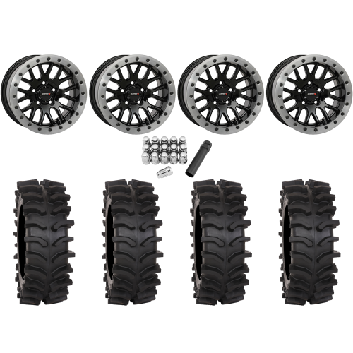 System 3 XT400W 30x12-15 Tires on SB-9 Gloss Black (15x9) Beadlock Wheels