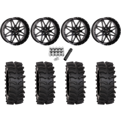 System 3 XT400W 35x12-20 Tires on ST-7 Gloss Black Milled (20x9) Wheels