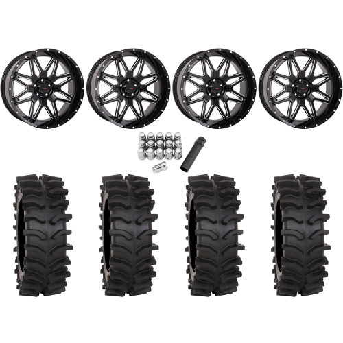 System 3 XT400W 35x12-20 Tires on ST-7 Gloss Black Milled (20x9) Wheels