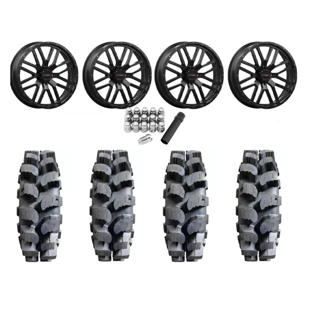 Interco Bogger 38x10-22 Tires on ST-3 Matte Black Wheels, complete kit