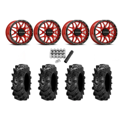 ITP Cryptid 28x10-14 Tires on Raceline Krank Red Wheels