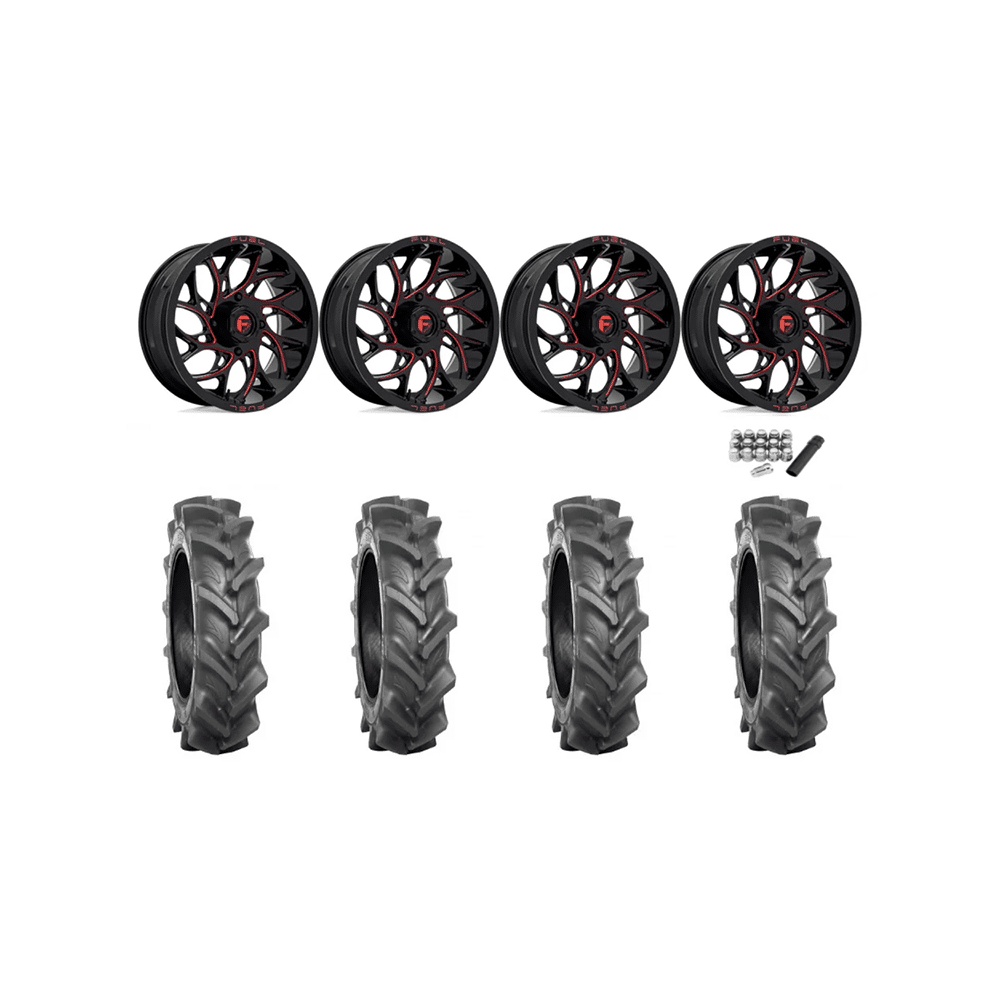 BKT AT 171 33×8-18 Tires on Fuel Runner Red Candy Red Wheels