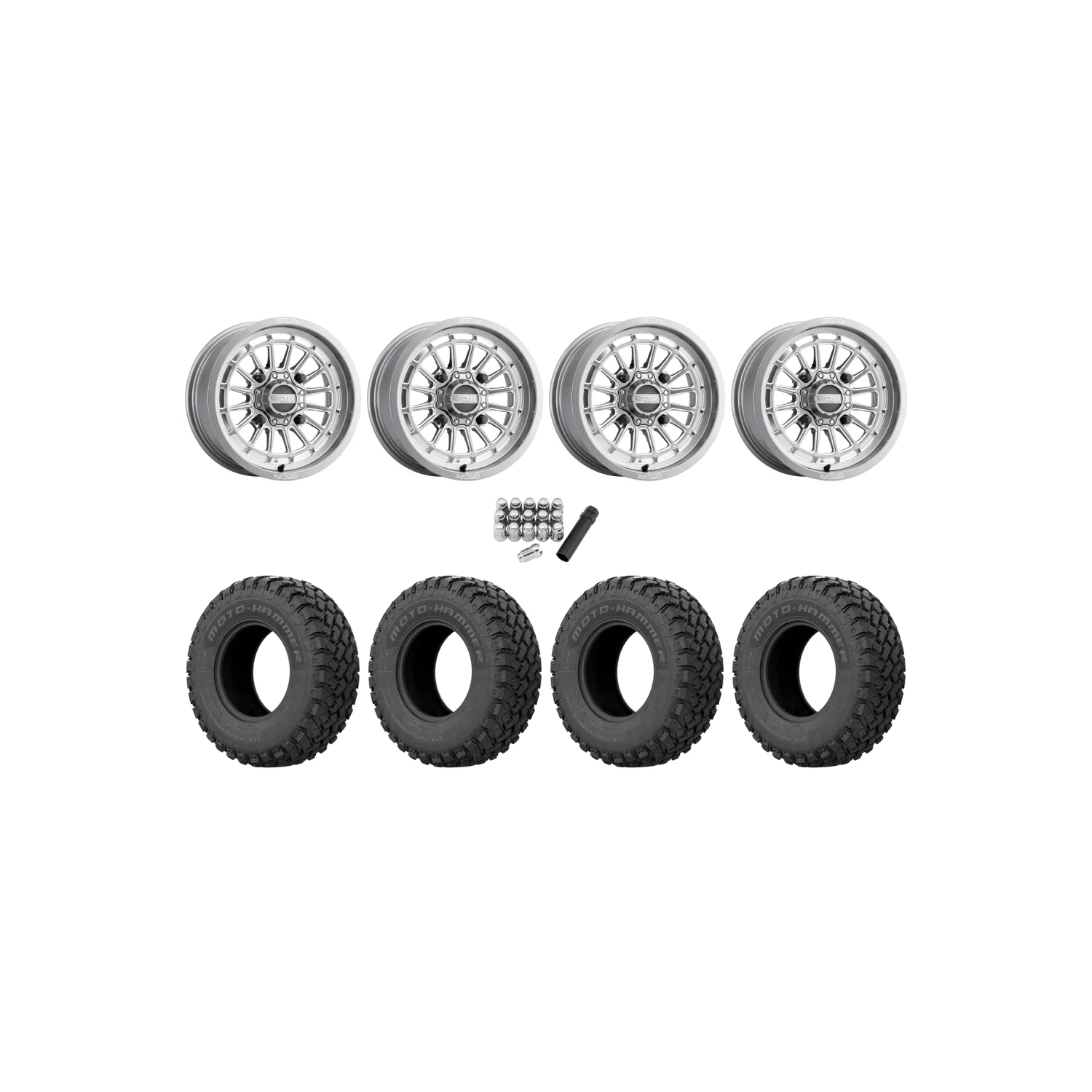 EFX Motohammer 30×10-15 Tires on Metal FX Delta Gunmetal Contrast Cut Wheels