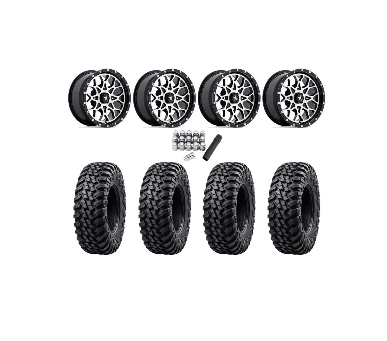 Tusk Terrabite 30×10-14 Radial Tires on MSA M45 Portal Machined Wheels