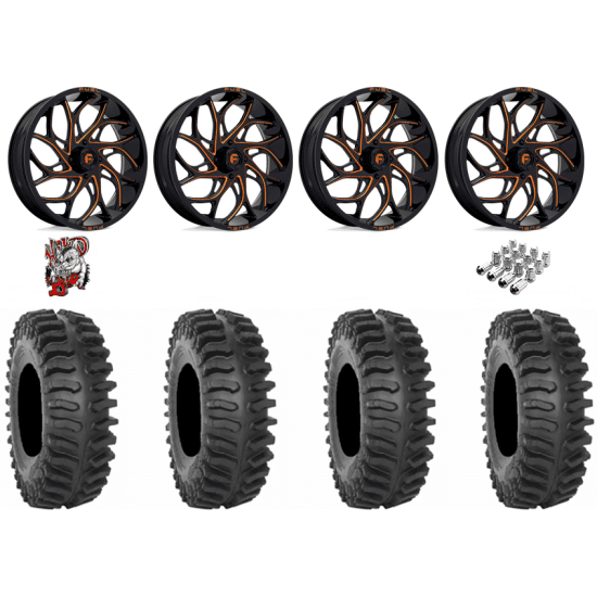 System 3 XT400 35×9.5×20 Tires on Fuel Runner Candy Orange Wheels