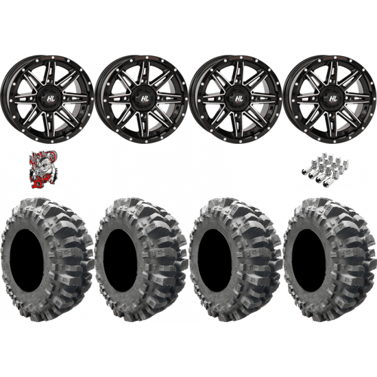 INTERCO BOGGER 31-9.5-14 TIRES ON HL22 GLOSS BLACK AND MACHINED WHEELS