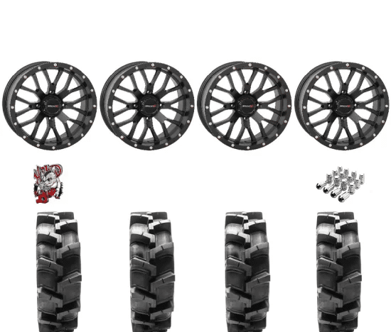 Quadboss QBT680 40-9.5-20 Tires on ST-3 Matt Black Wheels