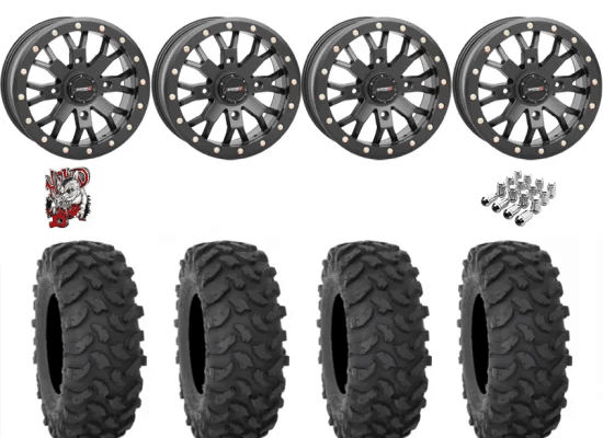 System 3 XTR370 35-10-15 Tires on SB-4 Matte Black Beadlock Wheels