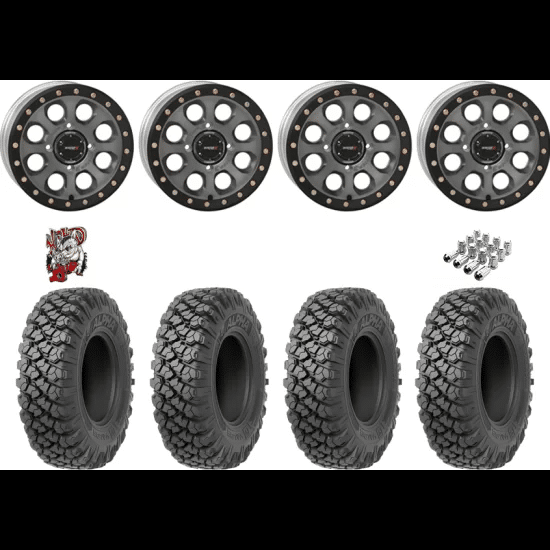 Valor Off-Road Alpha 32-10-15 Tires on SB-7 Matte Titanium Beadlock Wheels